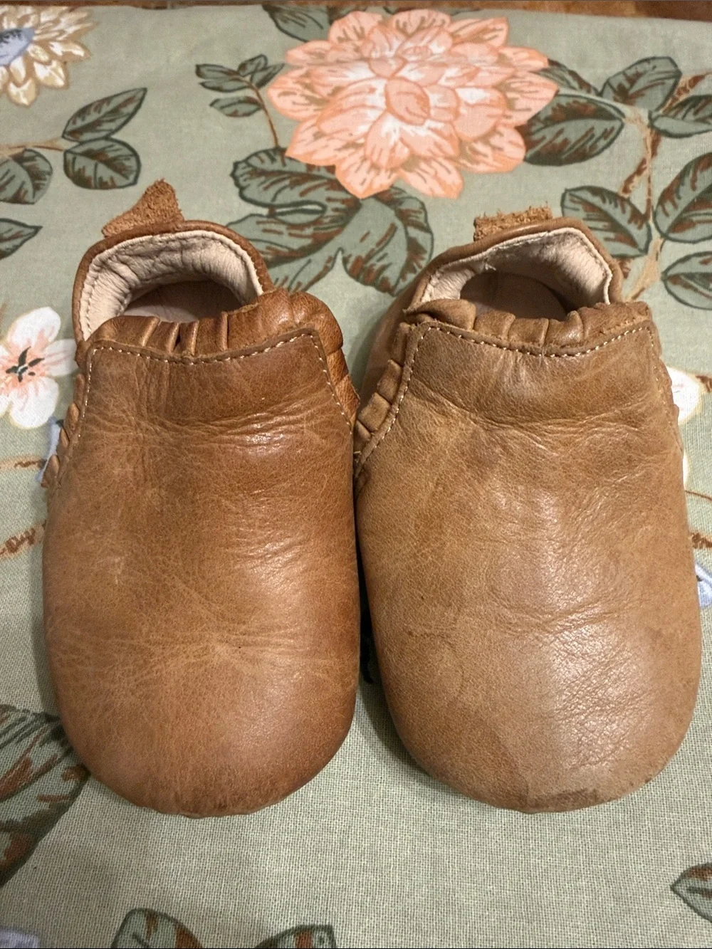 Little Love Bug Tan Leather Moccasins for Kids